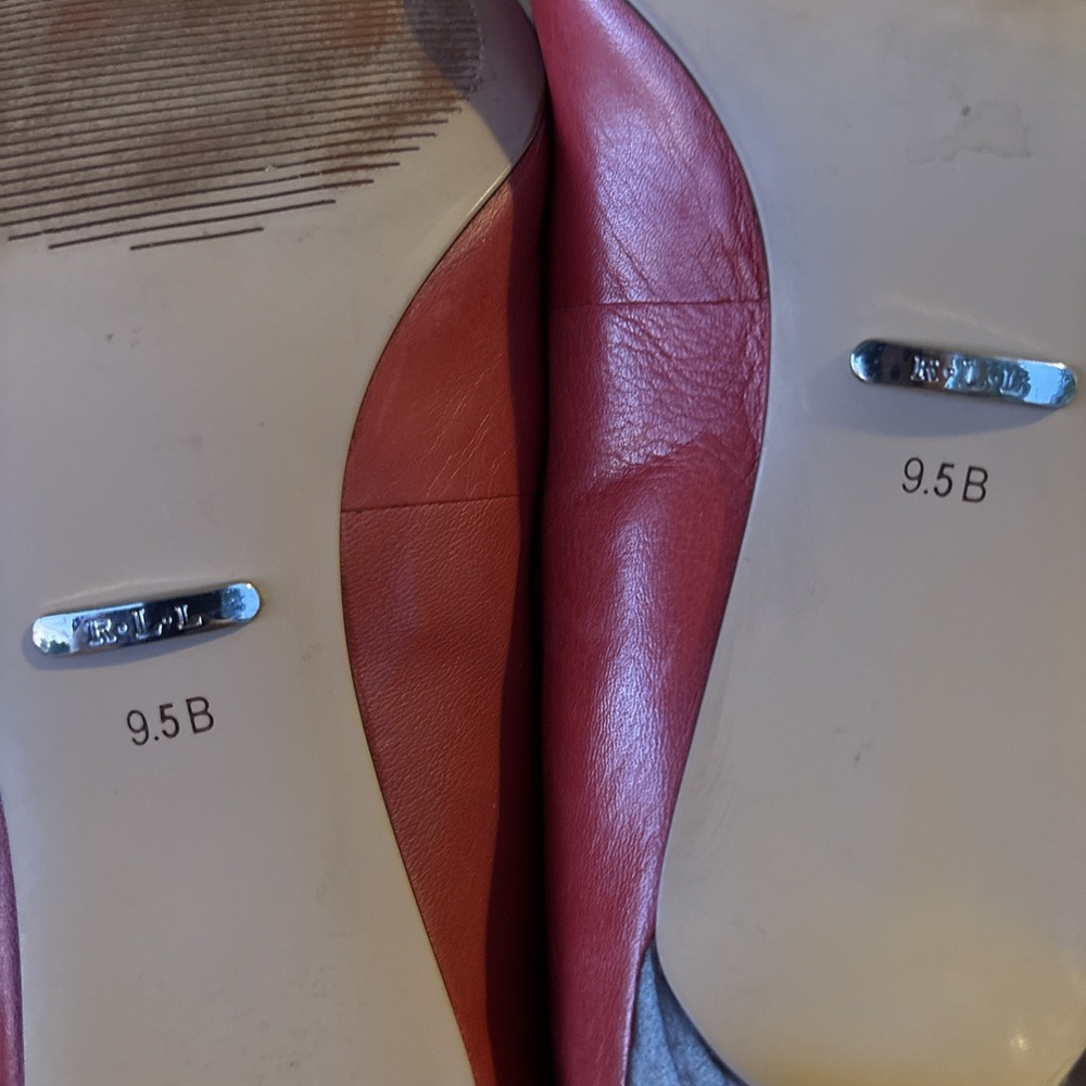 LAUREN RALPH LAUREN STILETTO PUMPS - RED LEATHER - 9.5 B - Picture 11 of 12